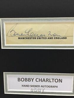 RARE Bobby Charlton Manchester United Signed Photo Display + COA AUTOGRAPH 1968