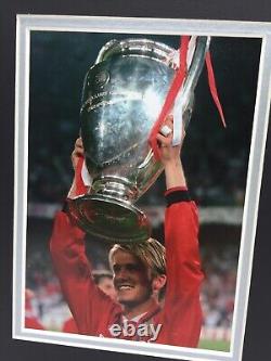 RARE David Beckham Manchester United Signed Photo Display + COA MAN UTD 1999