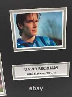 RARE David Beckham Manchester United Signed Photo Display + COA MAN UTD 1999