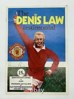 RARE Denis Law Manchester United Signed Testimonial Programme + COA AUTOGRAPH