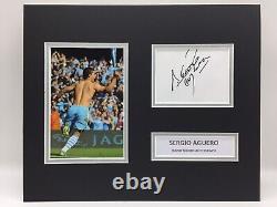 RARE Sergio Aguero Manchester City Signed Photo Display + COA CHAMPIONS 93.20