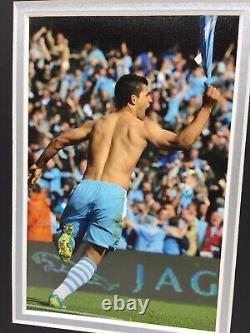 RARE Sergio Aguero Manchester City Signed Photo Display + COA CHAMPIONS 93.20