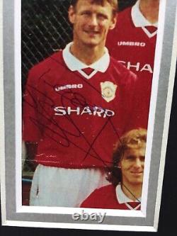 RARE Sheringham Solskjaer Manchester United 1999 Signed Photo Display + COA