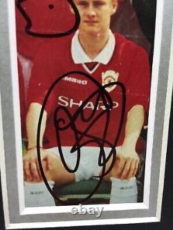 RARE Sheringham Solskjaer Manchester United 1999 Signed Photo Display + COA