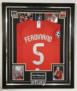 RIO FERDINAND of Manchester United Signed Shirt Autographed Jersey Frame Display