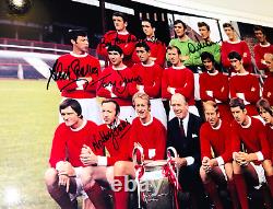 Rare 1968 European Cup Multi Signed Photo Coa Man Utd Manchester United