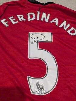 Rio Ferdinand Signed Manchester United Shirt Printed Autograph