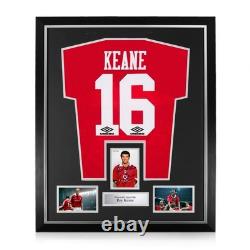 Roy Keane Signed Framed Display with Manchester United Home Shirt