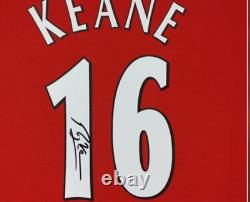 Roy Keane Signed Manchester Football Shirt In Framed Picture Mount Presentation