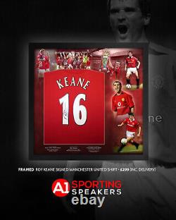 Roy Keane signed montage framed Manchester United shirt with COA £299
