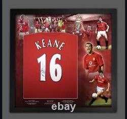 Roy Keane signed montage framed Manchester United shirt with COA £299