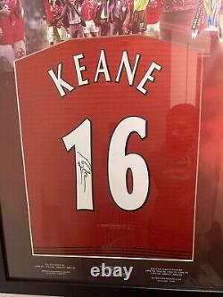 Roy Keane signed montage framed Manchester United shirt with COA Football Hero