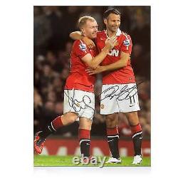 Ryan Giggs & Paul Scholes Signed Manchester United Football Photo Celebrating