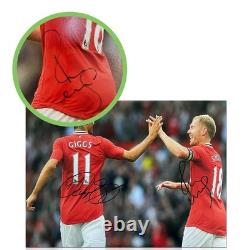 Ryan Giggs & Paul Scholes Signed Manchester United Football Photo. Damaged E