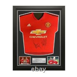 Ryan Giggs & Paul Scholes Signed Manchester United Football Shirt. Framed