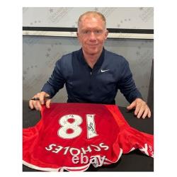 Ryan Giggs & Paul Scholes Signed Manchester United Football Shirts. Dual Frame