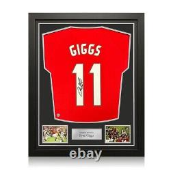 Ryan Giggs Signed Manchester United 1999 UCL Football Shirt. Standard Frame