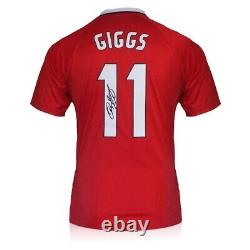 Ryan Giggs Signed Manchester United 1999 UCL Football Shirt. Standard Frame