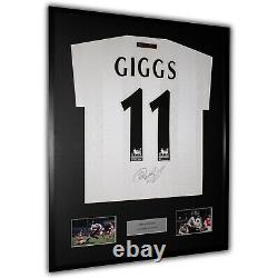 Ryan Giggs Signed Manchester United Shirt Framed 1999 Treble White Away with COA