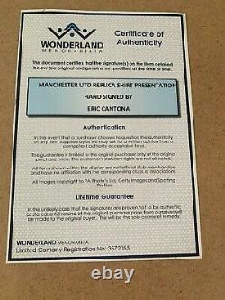 SIGNED & FRAMED ERIC CANTONA No7 MANCHESTER UNITED HOME SHIRT WITH COA