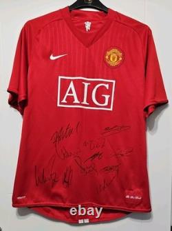 SIGNED MANCHESTER UNITED NIKE AIG HOME SHIRT 07/08 08/09 First Team MAN Players