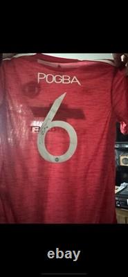 SIGNED Paul POGBA Adidas Manchester United Home Shirt Size L Adults Short Sleeve