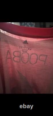SIGNED Paul POGBA Adidas Manchester United Home Shirt Size L Adults Short Sleeve