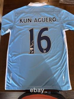 Sergio Aguero 2011-12 Signed Manchester City Shirt With Becketts COA