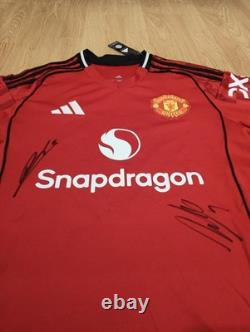 Shaw, Fernandes And Ugarte Signed Manchester United 25/26 Shirt With Proof