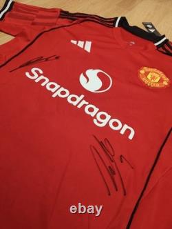 Shaw, Fernandes And Ugarte Signed Manchester United 25/26 Shirt With Proof