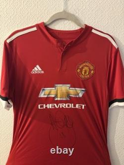 Signed Authentic Ashley Young Manchester United Shirt Red, Medium 2014-2015