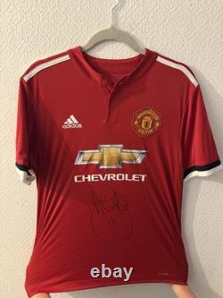 Signed Authentic Ashley Young Manchester United Shirt Red, Medium 2014-2015