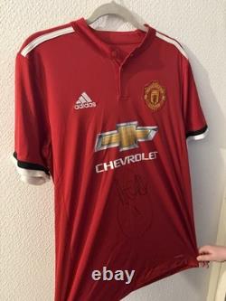 Signed Authentic Ashley Young Manchester United Shirt Red, Medium 2014-2015