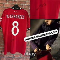 Signed Bruno Fernandes Autographed Manchester United Home Shirt With COA & PROOF Signed Bruno Fernandes Autographed Manchester United Home Shirt With COA & PROOF