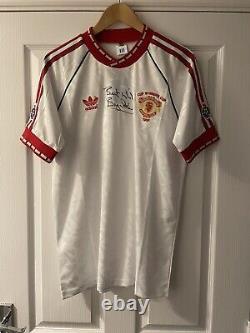 Signed Bryan Robson MANCHESTER UNITED SHIRT Retro 1991 ECWC With COA