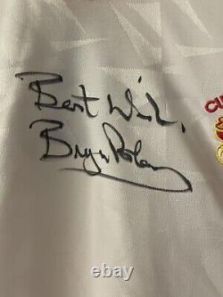 Signed Bryan Robson MANCHESTER UNITED SHIRT Retro 1991 ECWC With COA