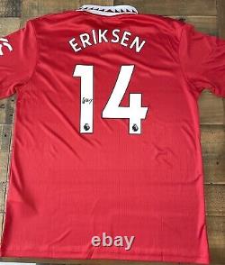 Signed Christian Eriksen Manchester United 22/23 Home Shirt Proof Denmark 1