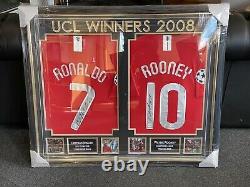 Signed Cristiano Ronlado Wayne Rooney 2008 Manchester United Framed Shirt Dual