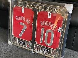 Signed Cristiano Ronlado Wayne Rooney 2008 Manchester United Framed Shirt Dual
