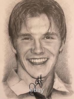Signed David Beckham Manchester United Autograph Art Print England Real Madrid