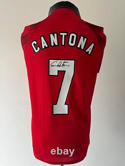 Signed ERIC CANTONA Retro Shirt Manchester United PROOF/COA