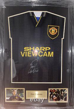 Signed Eric Cantona Manchester United Framed Kung Fu Away Shirt France Leeds