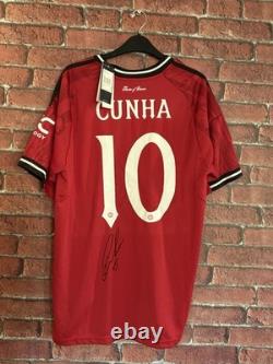 Signed (FULL AUTO) Matheus Cunha Manchester United Home Jersey With Proof & COA