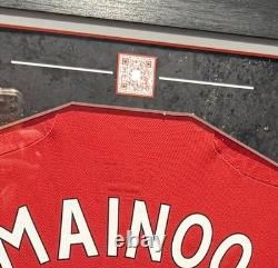 Signed Framed Kobbie Mainoo Manchester United Shirt WithCOA & Proof & QR Code Tech