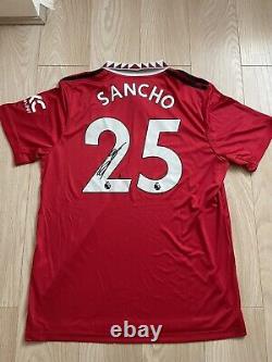Signed Jadon Sancho Manchester United 22/23 Home Shirt With Proof
