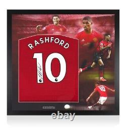 Signed MARCUS RASHFORD Manchester United shirt in a montage frame COA £349