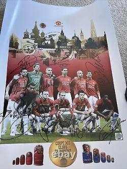 Signed Manchester United 2008 Full Team Ronaldo Rooney Rio Scholes Vidic + COA