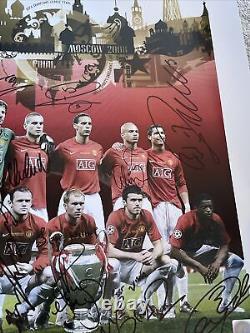 Signed Manchester United 2008 Full Team Ronaldo Rooney Rio Scholes Vidic + COA