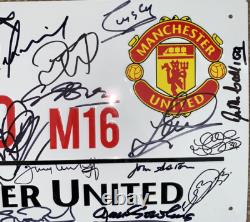 Signed Manchester United Old Trafford Legends Street Sign Stepney Pearson Aston