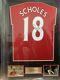 Signed PAUL SCHOLES Manchester United shirt in GOOD frame COA £249